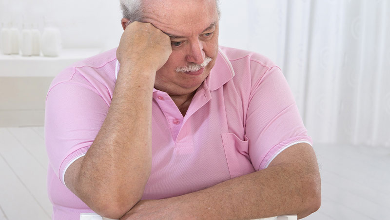 diabetic man suffering with despression and neuropathy